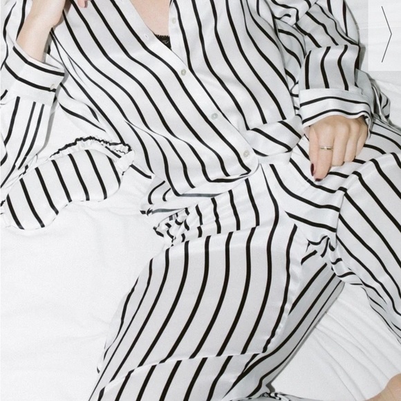 ASCENO LONDON PYJAMA BOTTOM JET BLACK SILK - Picture 6 of 7